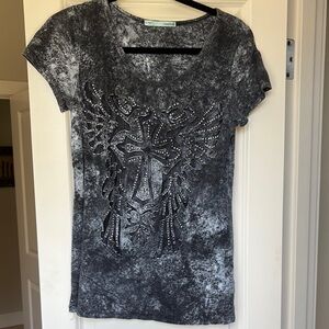 Maurices Black and Gray Embellished Tee